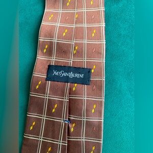 Yves Saint Laurent Tie Brown with Yellow Pattern